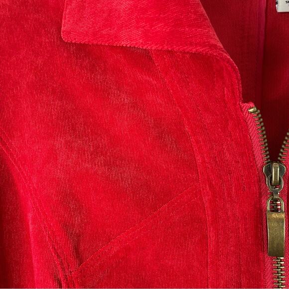 Vintage red corduroy zip cropped lightweight jacket 8P - Picture 4 of 6